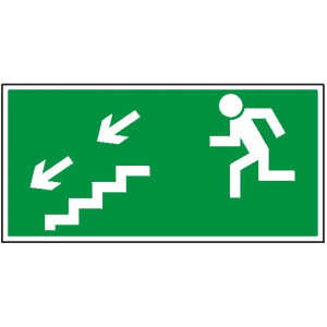 Kierunek do wyjścia drogi ewakuacyjnej schodami w dół (na lewo) -  Fotoluminescencyjna, sztywna płyta
